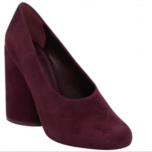 NEW in box Tory Burch Lucia Suede chunky heel merlot Pump - Picture 2 of 8